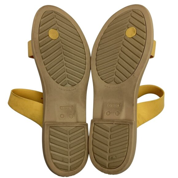 Crocs Tulem Toe Post Womens 10 Latex Rubber Sandals Yellow Gold - Picture 7 of 9
